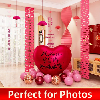 Сватбен комплект за декорация на спалнята, от нетъкан текстил, с дизайн на гофрирана хартия, опаковка Opp торба, подходящ като подарък за двойка, за сватба