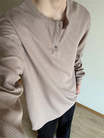 Muški dugi rukav T-shirt s okruglim vratom, širokog kroja, poliester tkanina, za proljeće i jesen