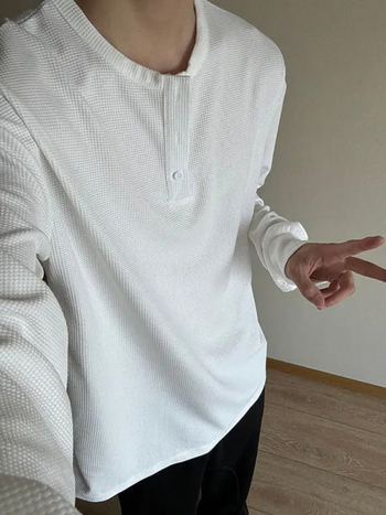 Muški dugi rukav T-shirt s okruglim vratom, širokog kroja, poliester tkanina, za proljeće i jesen