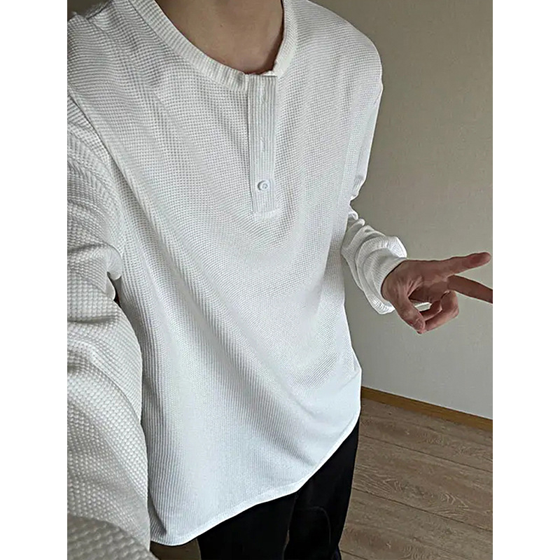 Muški dugi rukav T-shirt s okruglim vratom, širokog kroja, poliester tkanina, za proljeće i jesen
