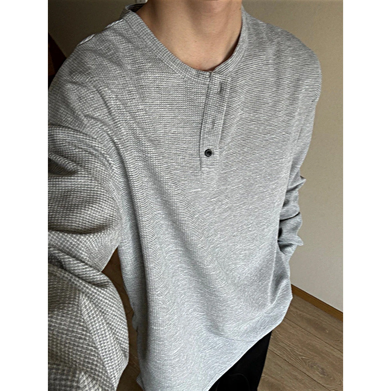 Muški dugi rukav T-shirt s okruglim vratom, širokog kroja, poliester tkanina, za proljeće i jesen