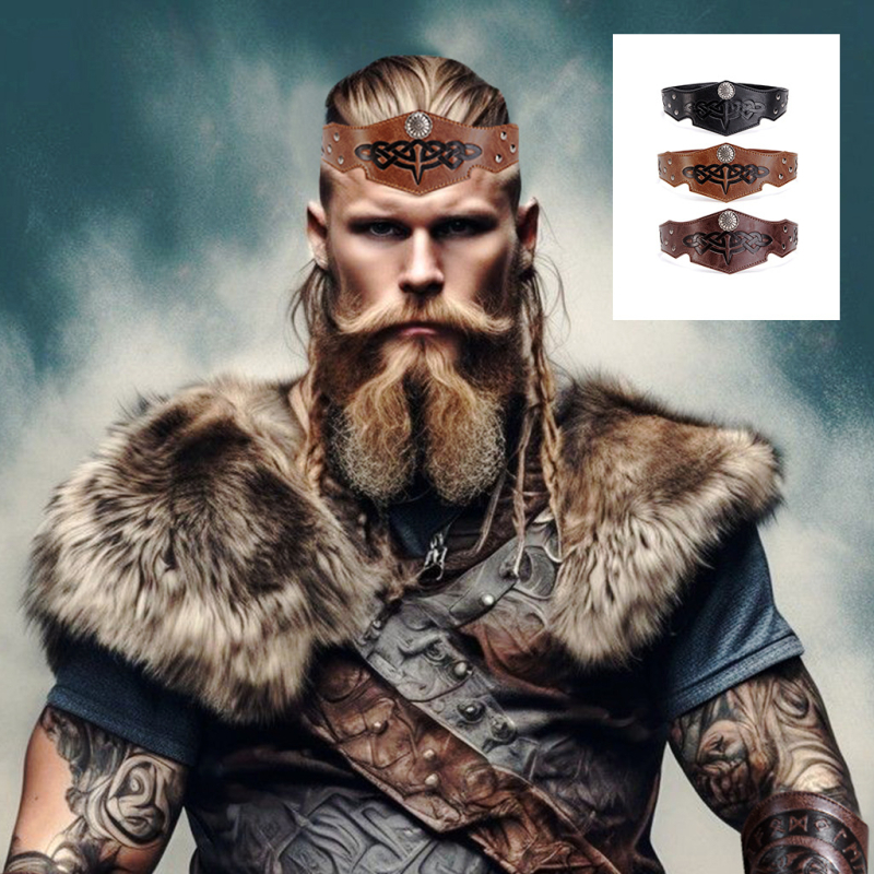 GEARDUKE Kožni podesivi dodatak za glavu za srednjovjekovni fantasy cosplay, renesansna rekvizita