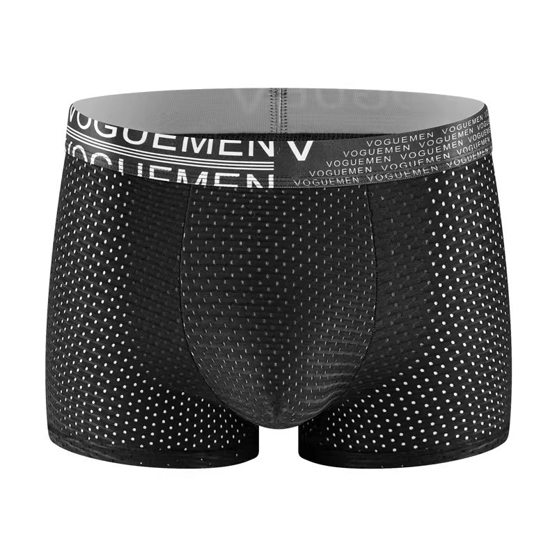 Meeste Ice Silk võrgustikuga bokserid, hingavad ja antibakteriaalsed; peamine materjal: 95–100% polüester, kuse allääre vooder: regenereeritud tselluloosi kiud 95–100%