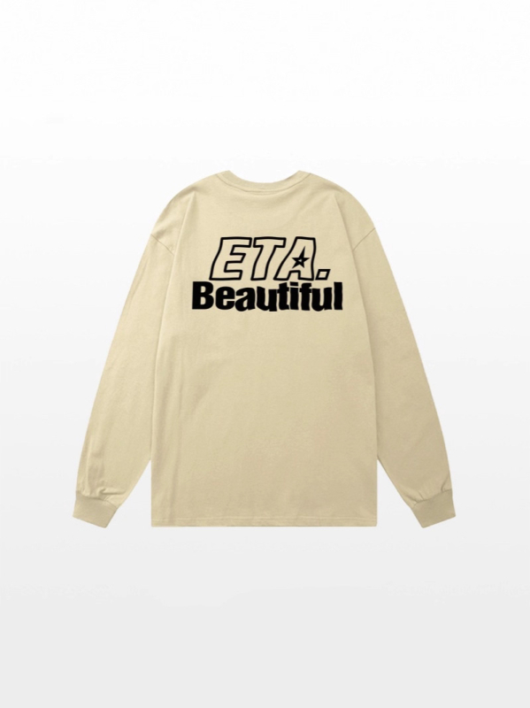 Muški dugi rukav T-shirt s otiskom slova u kineskom stilu, 100% pamuk, za proleće i jesen