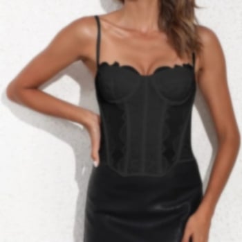 Мрежест корсет с костилки, топ за гръден кош, ултра тънки чашки, дишащ дизайн, без презрамки