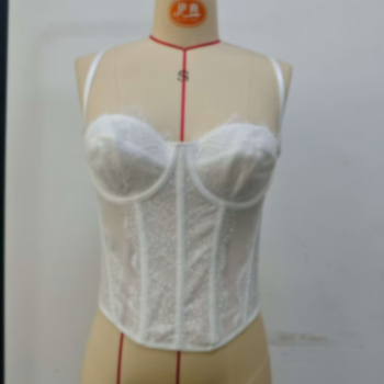 Мрежест корсет с костилки, топ за гръден кош, ултра тънки чашки, дишащ дизайн, без презрамки