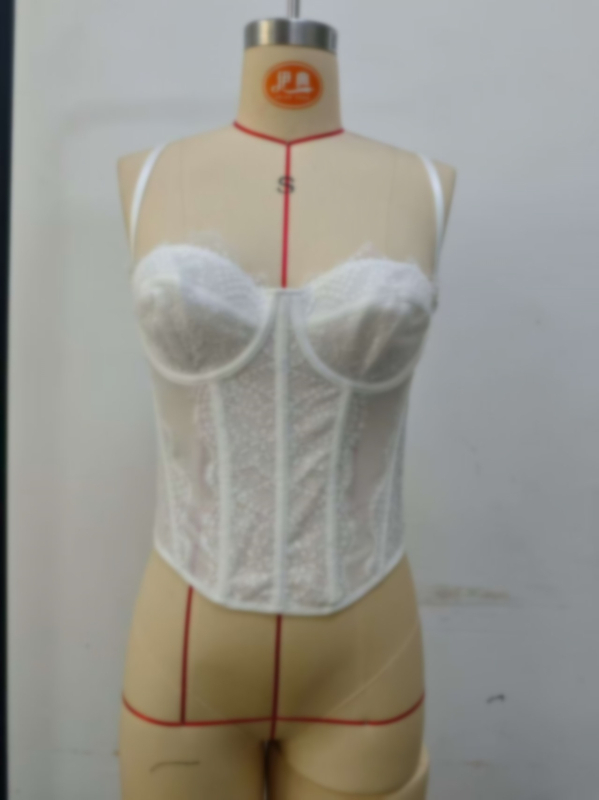 Мрежест корсет с костилки, топ за гръден кош, ултра тънки чашки, дишащ дизайн, без презрамки