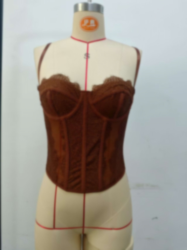 Мрежест корсет с костилки, топ за гръден кош, ултра тънки чашки, дишащ дизайн, без презрамки