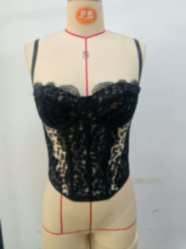 Мрежест корсет с костилки, топ за гръден кош, ултра тънки чашки, дишащ дизайн, без презрамки
