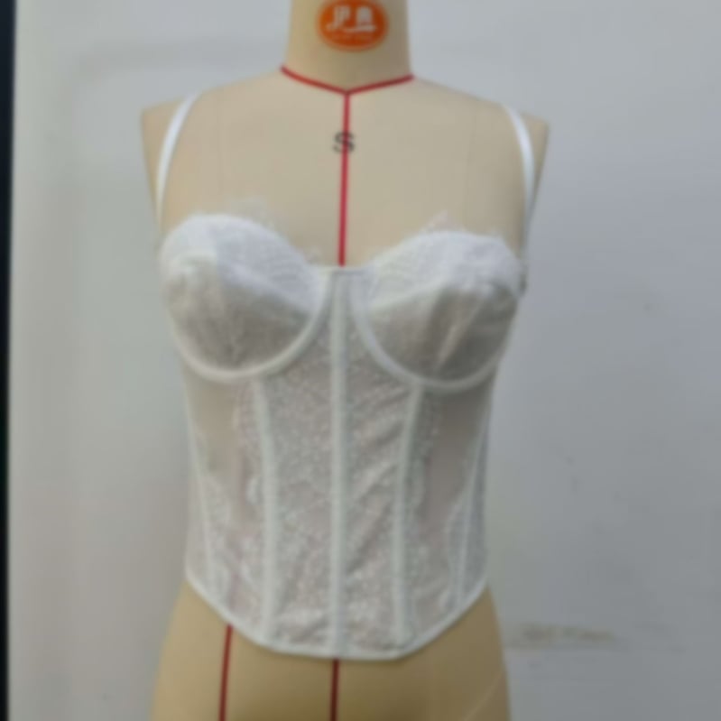 Мрежест корсет с костилки, топ за гръден кош, ултра тънки чашки, дишащ дизайн, без презрамки