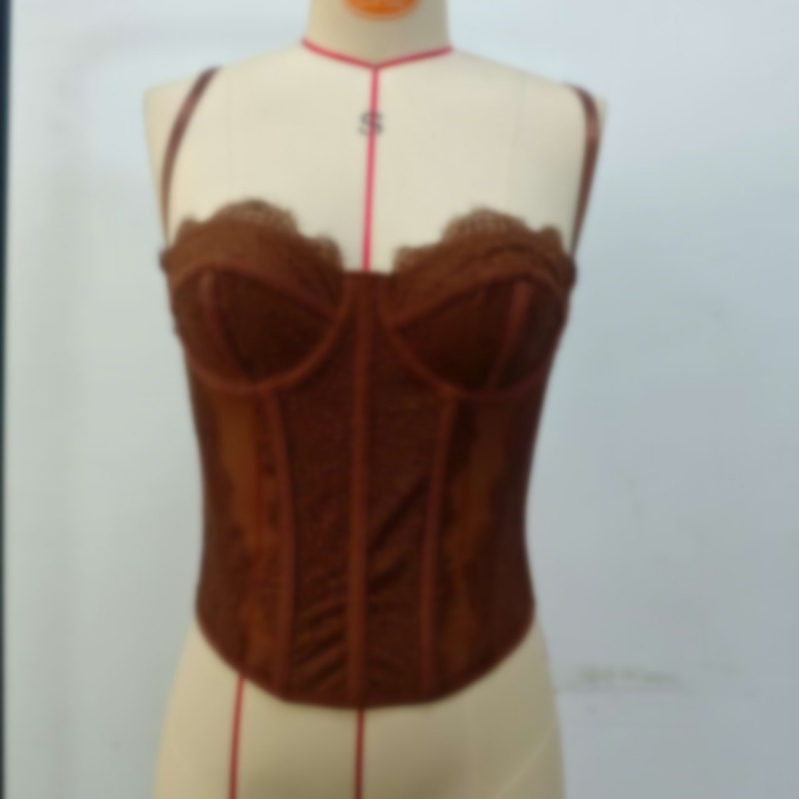 Мрежест корсет с костилки, топ за гръден кош, ултра тънки чашки, дишащ дизайн, без презрамки