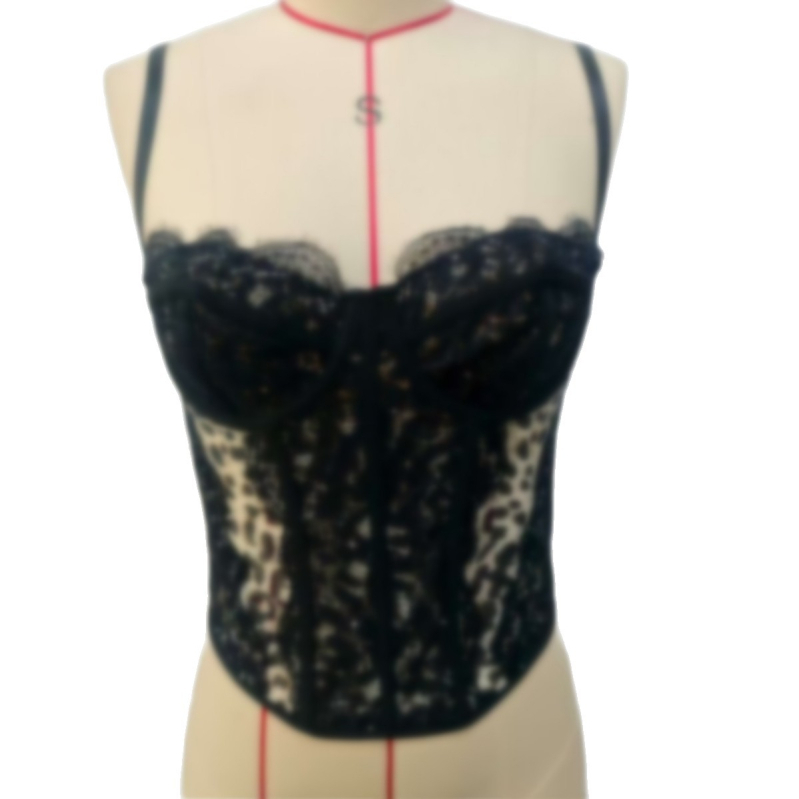 Мрежест корсет с костилки, топ за гръден кош, ултра тънки чашки, дишащ дизайн, без презрамки