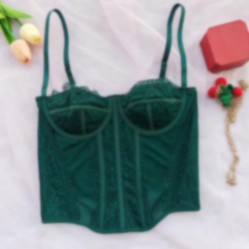 Мрежест корсет с костилки, топ за гръден кош, ултра тънки чашки, дишащ дизайн, без презрамки