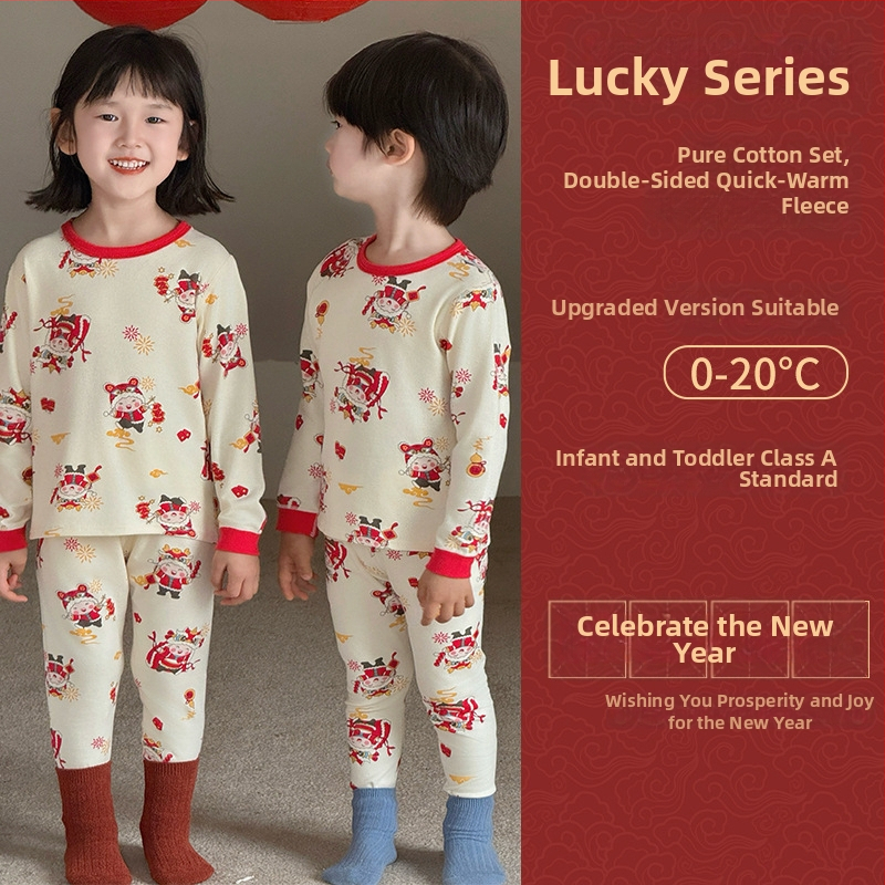 Detský pyžamový set z bavlny pre Nový rok, 95% bavlna, gramáž 181–200 g/m2, vek 4–6 rokov