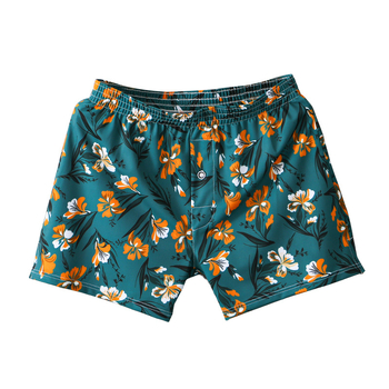 Ανδρικά σορτς πυτζάμας με floral εκτύπωση, χαλαρή γραμμή, 80–90% πολυεστέρας, μέση μεσαίου ύψους, γρήγορο στέγνωμα, διαπνοή, κατάλληλα για καλοκαίρι και φθινόπωρο
