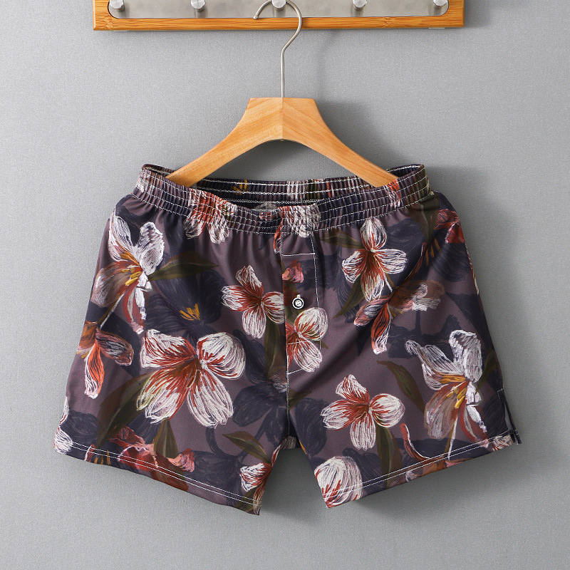 Ανδρικά σορτς πυτζάμας με floral εκτύπωση, χαλαρή γραμμή, 80–90% πολυεστέρας, μέση μεσαίου ύψους, γρήγορο στέγνωμα, διαπνοή, κατάλληλα για καλοκαίρι και φθινόπωρο