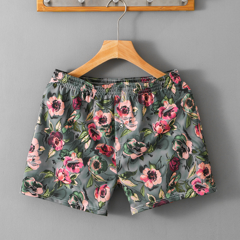 Ανδρικά σορτς πυτζάμας με floral εκτύπωση, χαλαρή γραμμή, 80–90% πολυεστέρας, μέση μεσαίου ύψους, γρήγορο στέγνωμα, διαπνοή, κατάλληλα για καλοκαίρι και φθινόπωρο