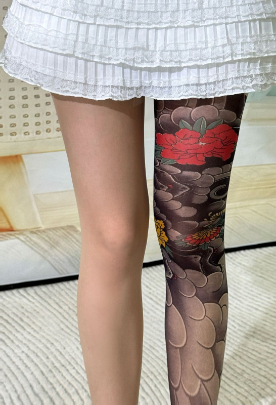 Cvjetne pantyhose s tetovažom na nogama, 15D, tanke, core-spun vlakno, oblikovanje, otporne na miris