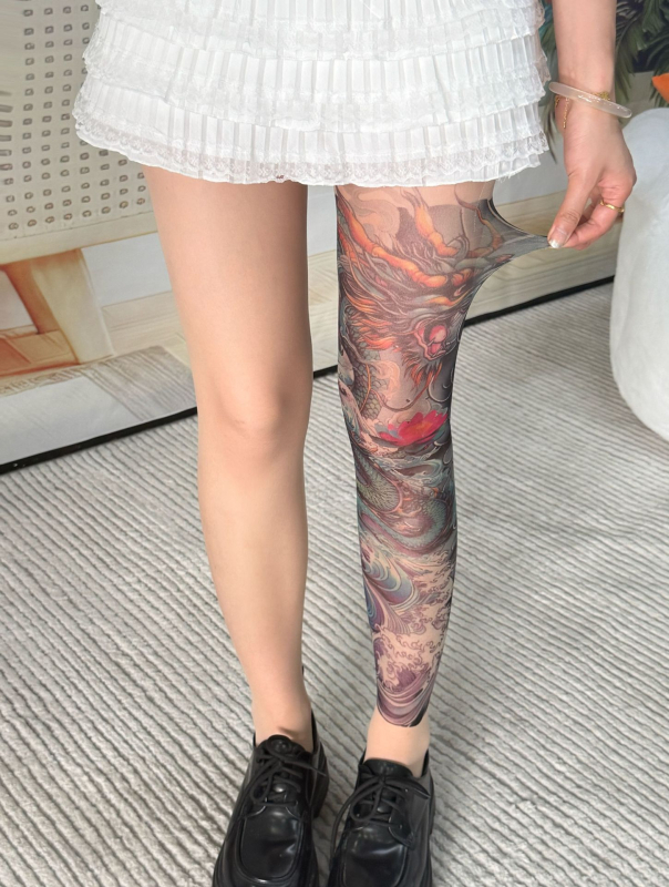 Cvjetne pantyhose s tetovažom na nogama, 15D, tanke, core-spun vlakno, oblikovanje, otporne na miris