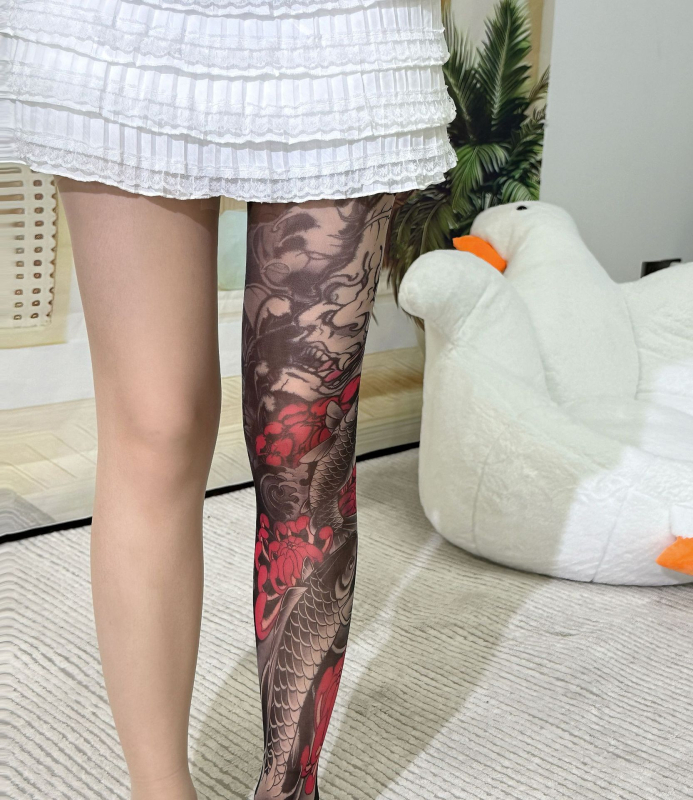 Cvjetne pantyhose s tetovažom na nogama, 15D, tanke, core-spun vlakno, oblikovanje, otporne na miris