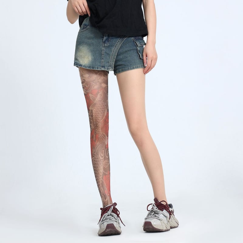 Cvjetne pantyhose s tetovažom na nogama, 15D, tanke, core-spun vlakno, oblikovanje, otporne na miris