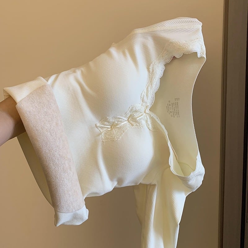 Ženski termalni set od svile i kašmira s fleece podstavom, sa debelom, jesensko-zimski set s umetkom za grudi, uski kroj gornjeg