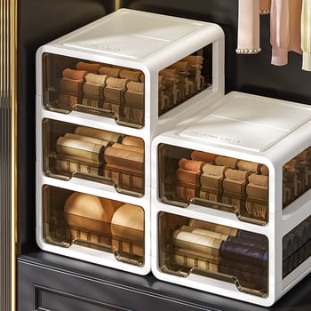 Прозрачна пластмасова кутия за съхранение с чекмедже за дрехи и бельо, марка met, персонализиране чрез печат на лого, стил лайт лукс