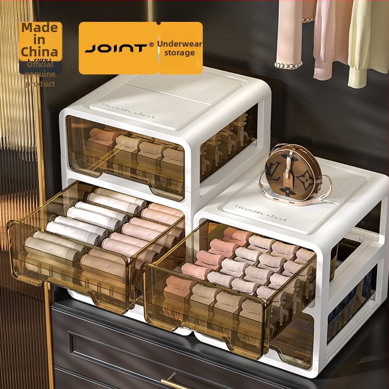 Прозрачна пластмасова кутия за съхранение с чекмедже за дрехи и бельо, марка met, персонализиране чрез печат на лого, стил лайт лукс