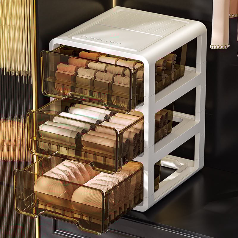 Прозрачна пластмасова кутия за съхранение с чекмедже за дрехи и бельо, марка met, персонализиране чрез печат на лого, стил лайт лукс