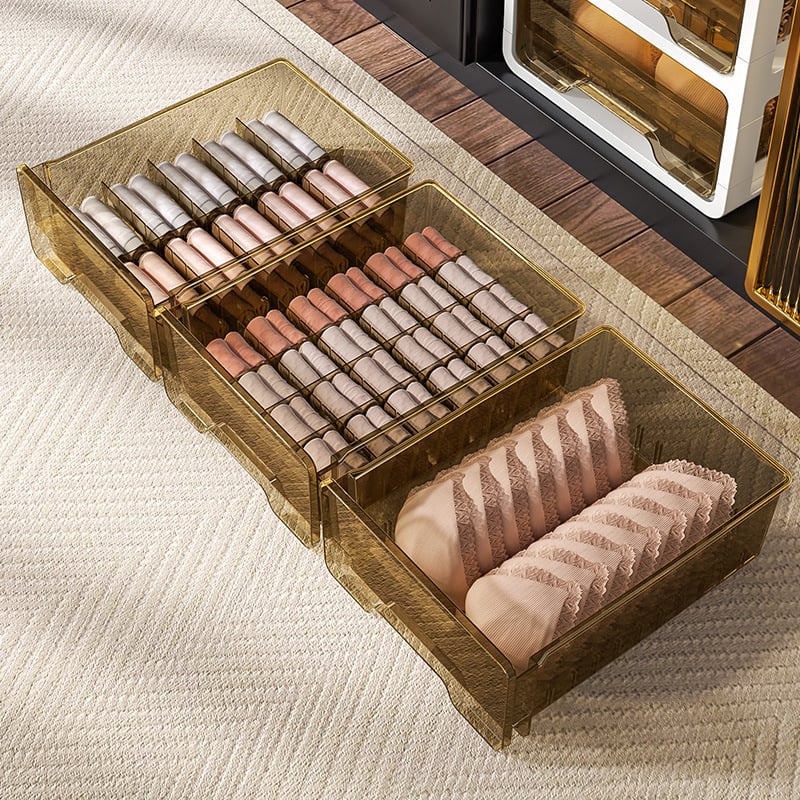 Прозрачна пластмасова кутия за съхранение с чекмедже за дрехи и бельо, марка met, персонализиране чрез печат на лого, стил лайт лукс