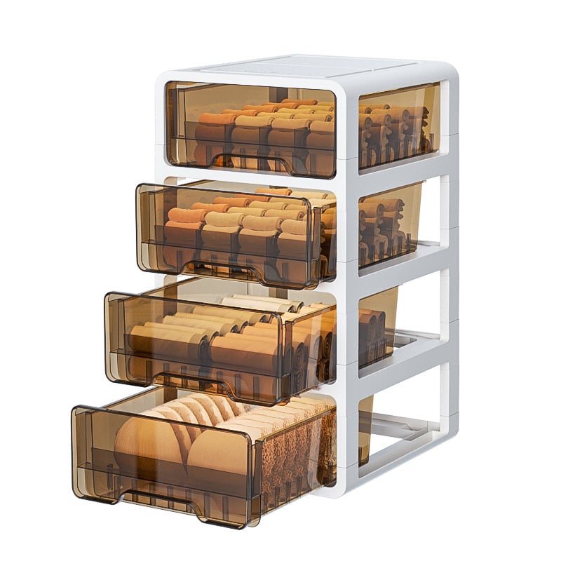 Прозрачна пластмасова кутия за съхранение с чекмедже за дрехи и бельо, марка met, персонализиране чрез печат на лого, стил лайт лукс