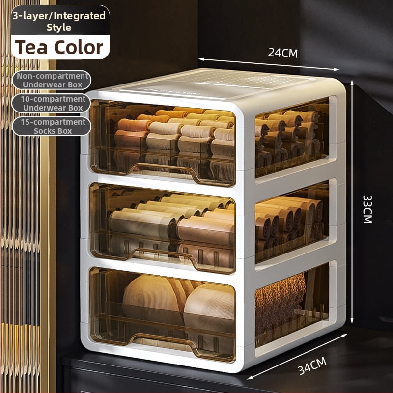 Прозрачна пластмасова кутия за съхранение с чекмедже за дрехи и бельо, марка met, персонализиране чрез печат на лого, стил лайт лукс