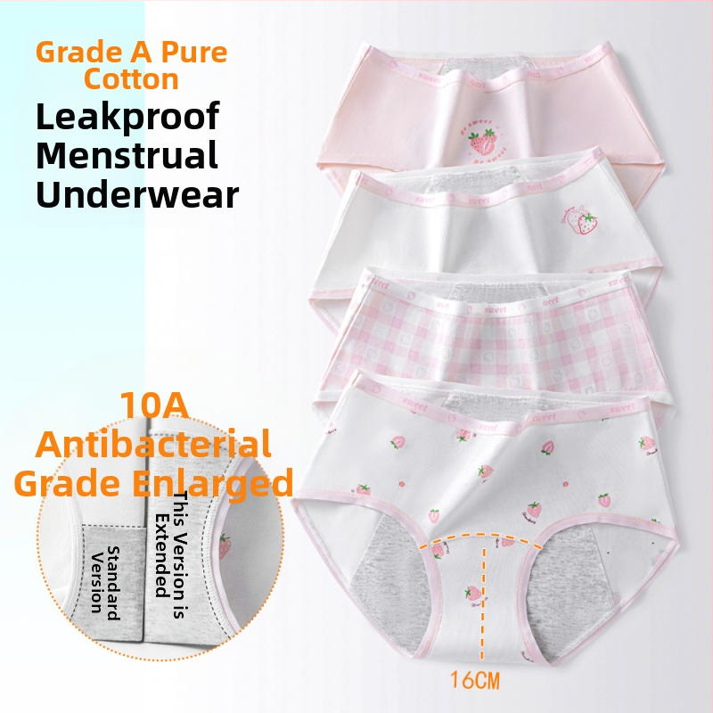 Dievčenské menštruačné nohavičky, 95% bavlna, rozkrok 100% bavlna, antibakteriálne, stredný pás, s potlačou