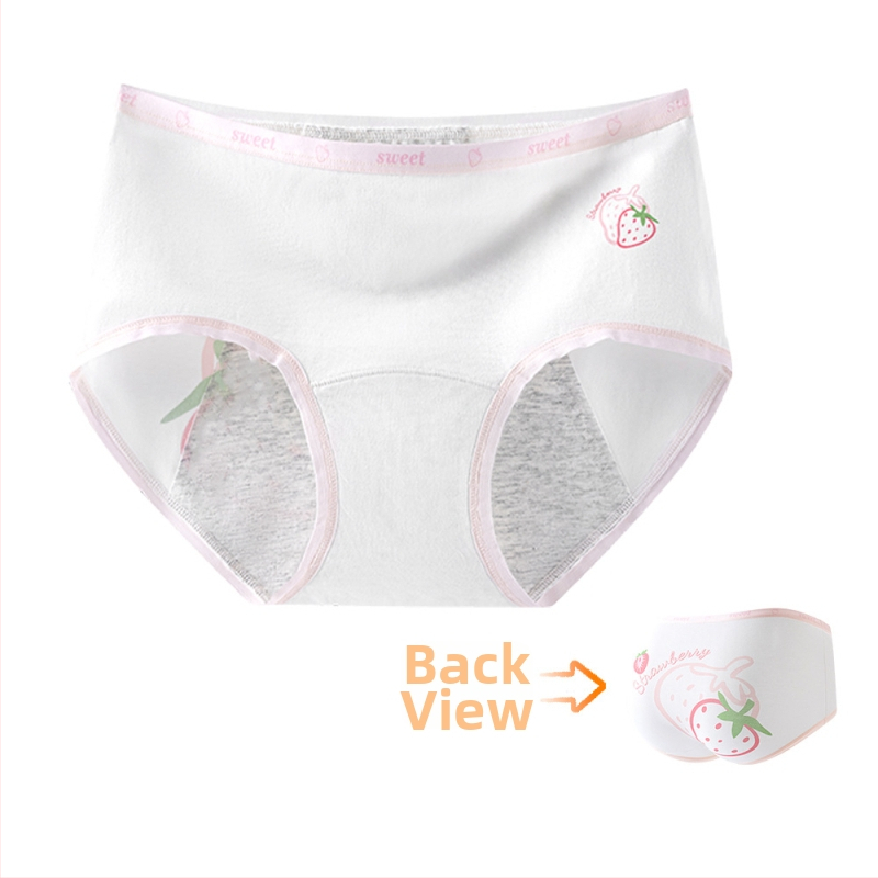 Дамски периодни бикини за момичета, 95% памук, антибактериално, защита по време на менструация, средна талия, подплата 100% памук, принт модел