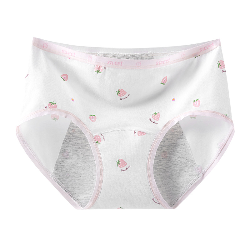 Дамски периодни бикини за момичета, 95% памук, антибактериално, защита по време на менструация, средна талия, подплата 100% памук, принт модел