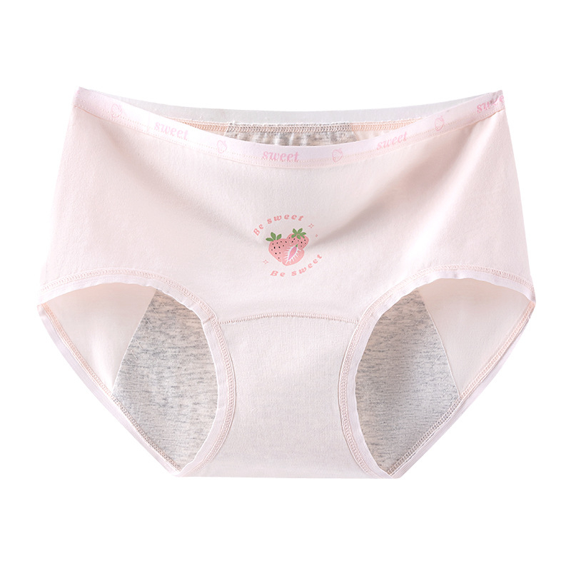 Дамски периодни бикини за момичета, 95% памук, антибактериално, защита по време на менструация, средна талия, подплата 100% памук, принт модел