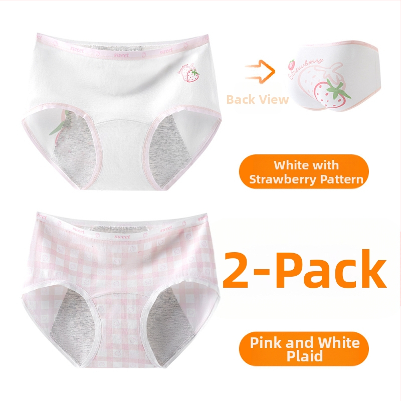 Дамски периодни бикини за момичета, 95% памук, антибактериално, защита по време на менструация, средна талия, подплата 100% памук, принт модел