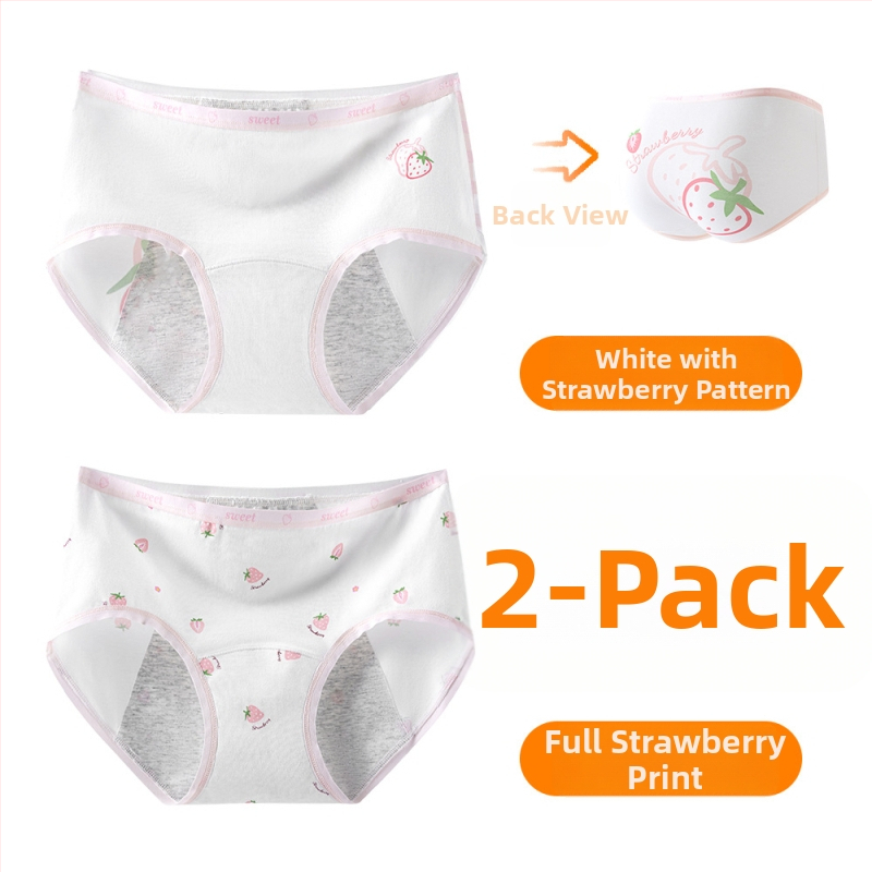 Дамски периодни бикини за момичета, 95% памук, антибактериално, защита по време на менструация, средна талия, подплата 100% памук, принт модел