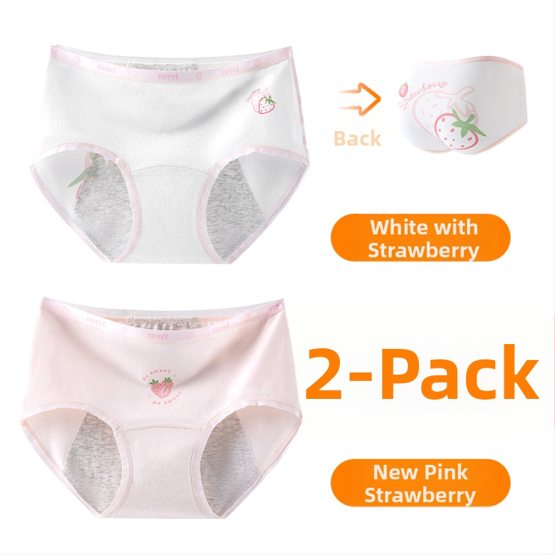 Дамски периодни бикини за момичета, 95% памук, антибактериално, защита по време на менструация, средна талия, подплата 100% памук, принт модел