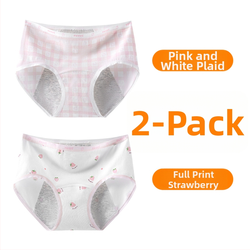 Дамски периодни бикини за момичета, 95% памук, антибактериално, защита по време на менструация, средна талия, подплата 100% памук, принт модел