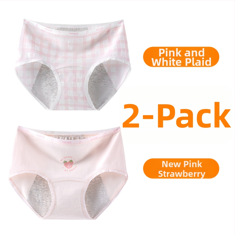 Дамски периодни бикини за момичета, 95% памук, антибактериално, защита по време на менструация, средна талия, подплата 100% памук, принт модел