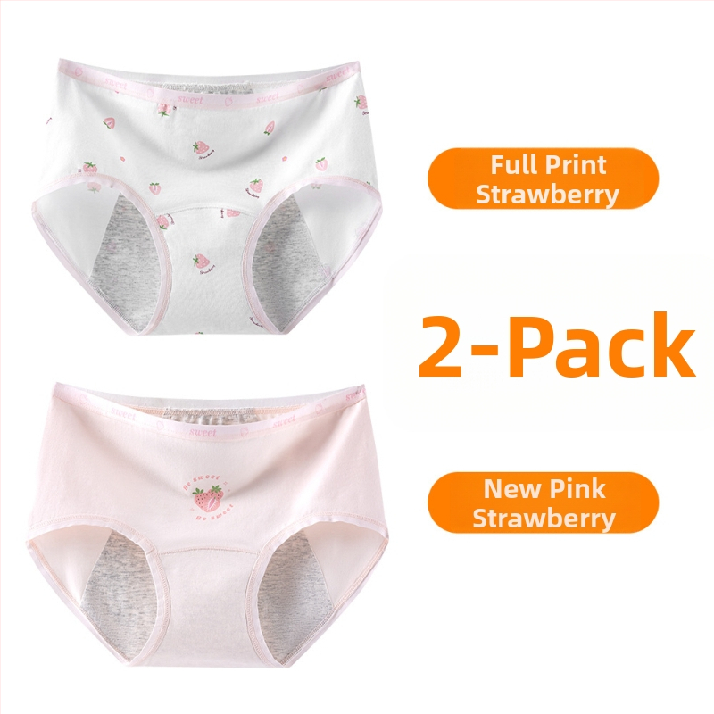 Дамски периодни бикини за момичета, 95% памук, антибактериално, защита по време на менструация, средна талия, подплата 100% памук, принт модел