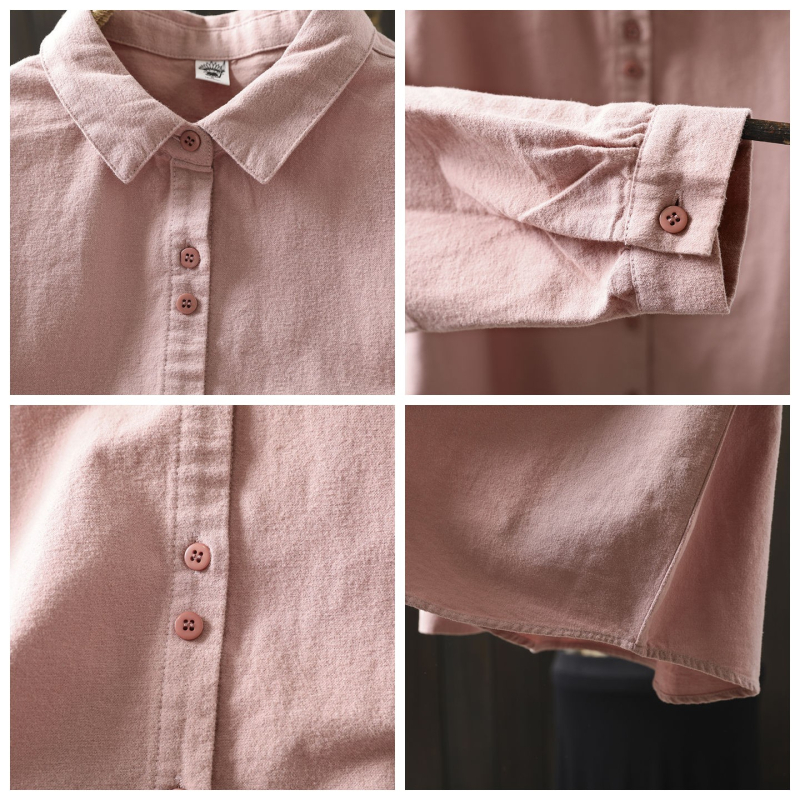 Naiske särk, kardigan-stiil, kirjanduslik retro, 100% puuvill, pikad varrukad, kaelas rever