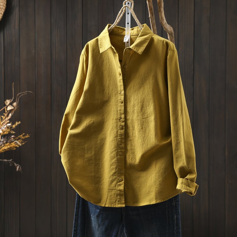 Naiske särk, kardigan-stiil, kirjanduslik retro, 100% puuvill, pikad varrukad, kaelas rever