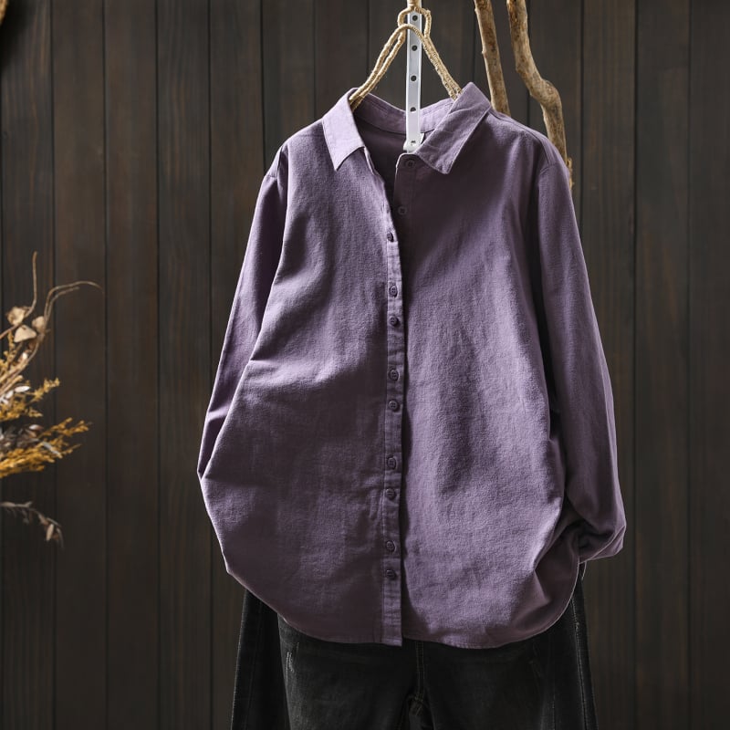 Naiske särk, kardigan-stiil, kirjanduslik retro, 100% puuvill, pikad varrukad, kaelas rever