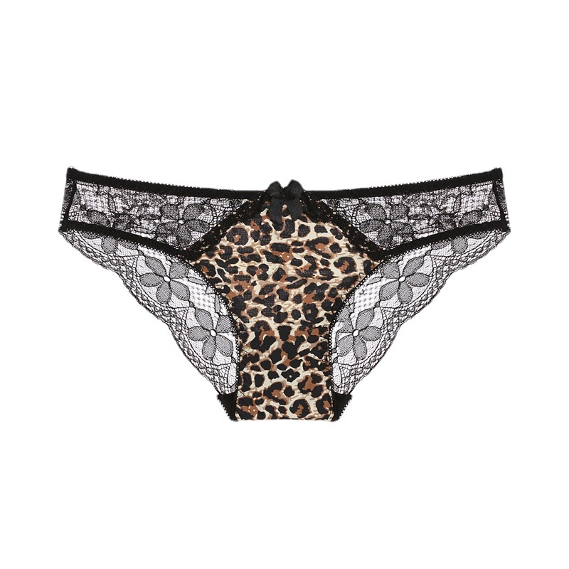 Ženske gaćice s leopard printom, čipkaste, prozračne, niskog struka