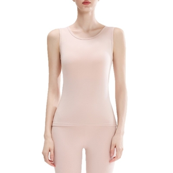 Moteriška medvilninė termovestė — apvali kaklo linija, pagrindinis sluoksnis arba tinkama nešiojimui laukei, 95–100% medvilnė, 201–250 g/m², vienos spalvos