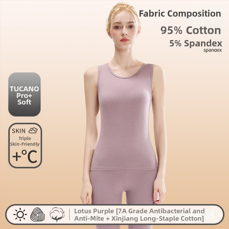 Moteriška medvilninė termovestė — apvali kaklo linija, pagrindinis sluoksnis arba tinkama nešiojimui laukei, 95–100% medvilnė, 201–250 g/m², vienos spalvos