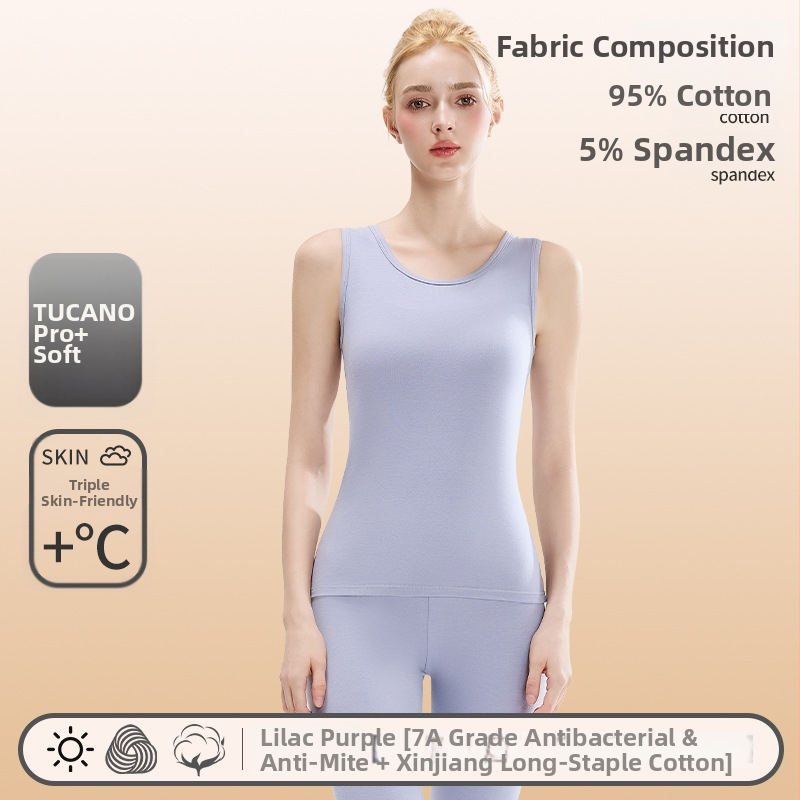 Moteriška medvilninė termovestė — apvali kaklo linija, pagrindinis sluoksnis arba tinkama nešiojimui laukei, 95–100% medvilnė, 201–250 g/m², vienos spalvos