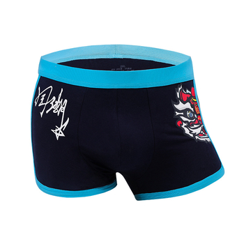 Boxeri bărbătești din bumbac, talie medie, fără cusături, model animal, țesătură tricotată